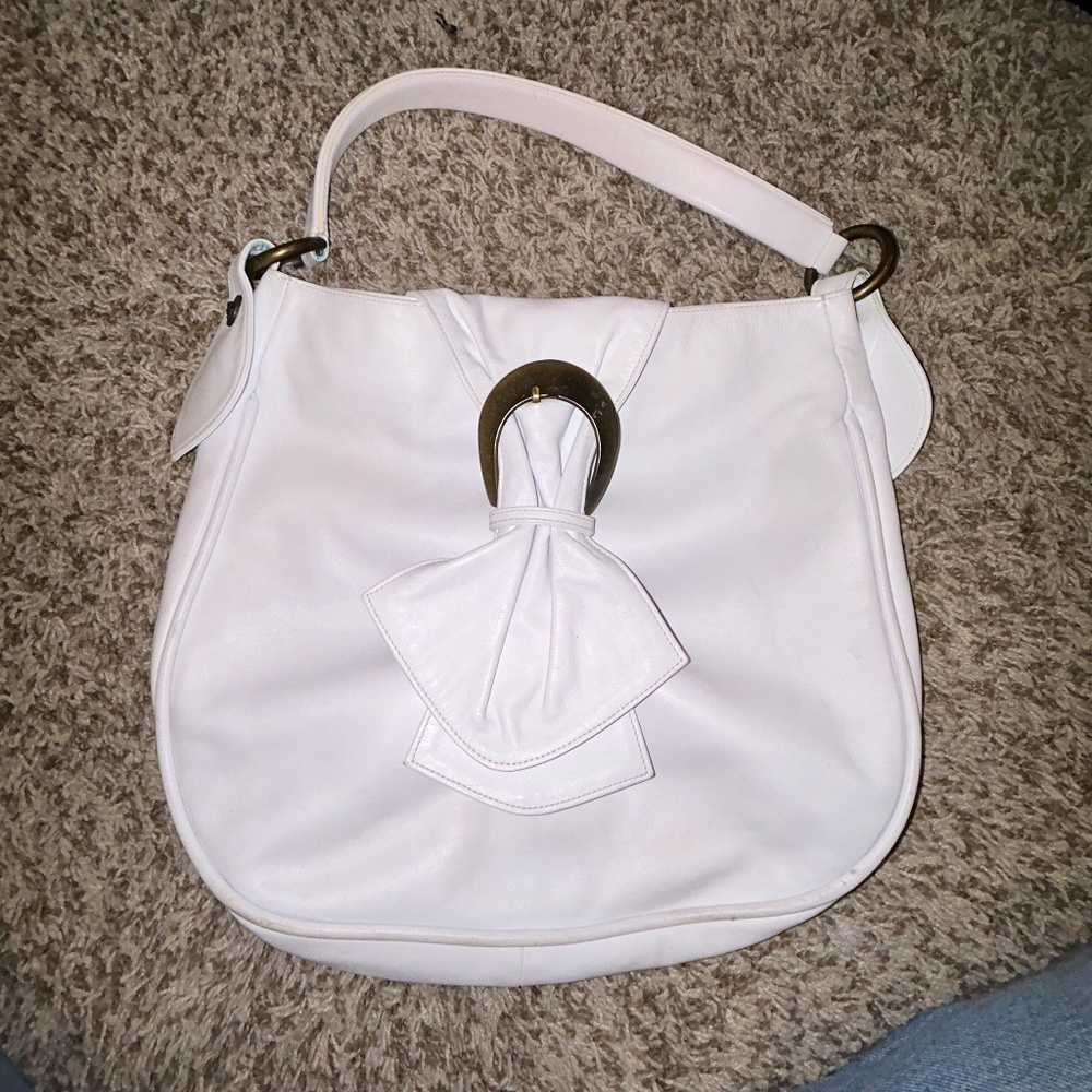 Vintage Gianni Versace White Leather Hobo Bag – Brass Hardware